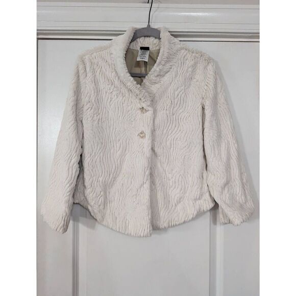 Patagonia Pelage Faux Fur Jacket women's size Small off white cream 2 button - Picture 1 of 6
